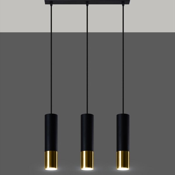 Sollux SL.0954 - Luster na lanku LOOPEZ 3xGU10/10W/230V čierna/zlatá