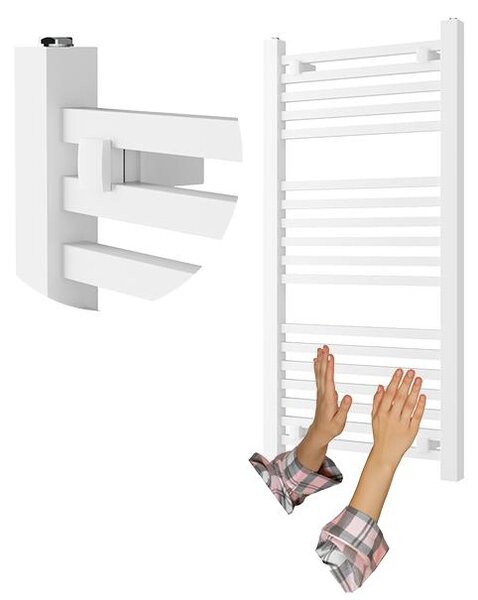 Granitan - Kúpeľňový radiátor - Rebríkový radiátor 100x45 cm - Radiátor biely - 420 W - BERGEN