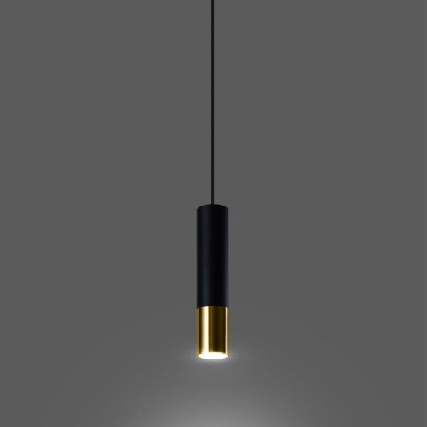 Sollux SL.0952 - Luster na lanku LOOPEZ 1xGU10/40W/230V čierna/zlatá