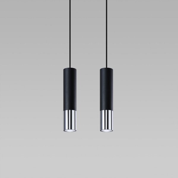 Sollux SL.0941 - Luster na lanku LOOPEZ 2xGU10/10W/230V čierna/chróm