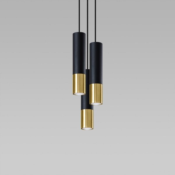 Sollux SL.0955 - Luster na lanku LOOPEZ 3xGU10/10W/230V guľatý čierna/zlatá