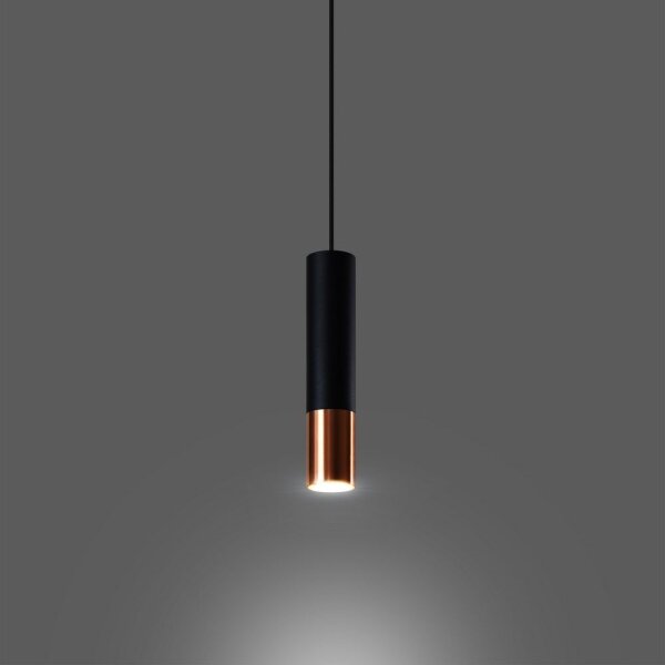 Sollux SL.0946 - Luster na lanku LOOPEZ 1xGU10/10W/230V čierna/meď