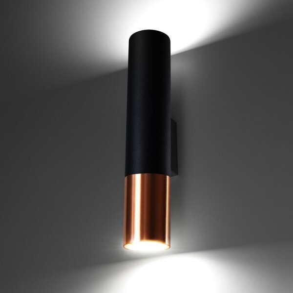 Sollux SL.0944 - Nástenné svietidlo LOOPEZ 2xGU10/10W/230V čierna/meď