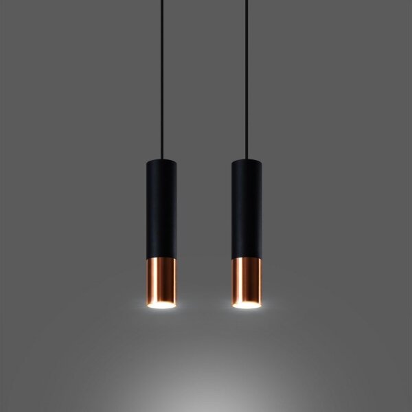 Sollux SL.0947 - Luster na lanku LOOPEZ 2xGU10/10W/230V čierna/meď