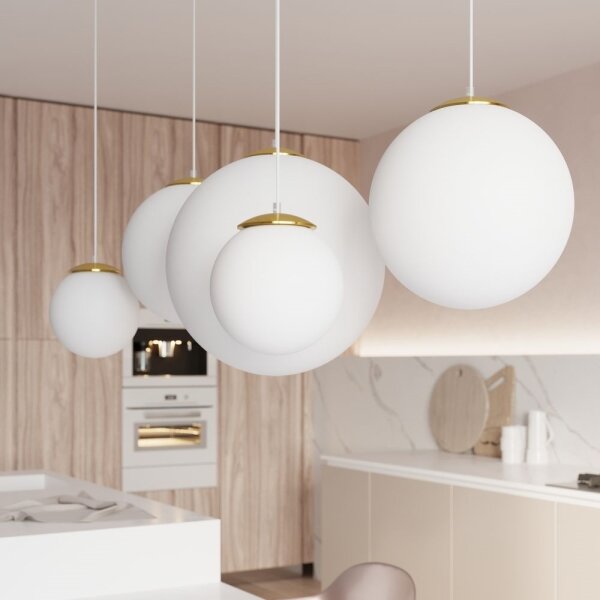 Sollux SL.0715 - Luster na lanku TOYA 1xE27/60W/230V pr. 20 cm biela/zlatá