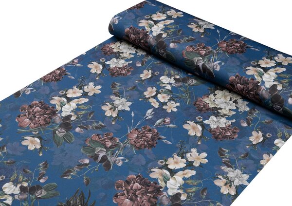 Biante Teflónový behúň na stôl TF-061 Kvety na modrom 20x120 cm