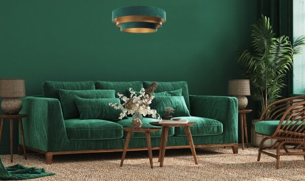 Luster na lanku TRINITI 1xE27/60W/230V zelená/zlatá