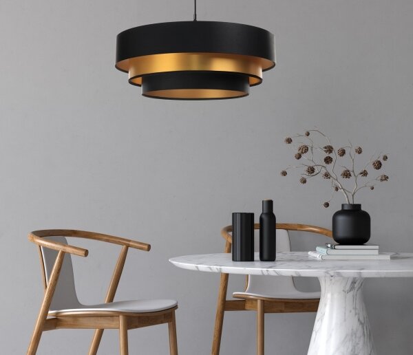 Luster na lanku TRINITI 1xE27/60W/230V čierna/zlatá