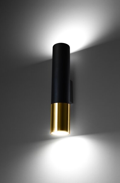 Sollux SL.0950 - Nástenné svietidlo LOOPEZ 2xGU10/10W/230V čierna/zlatá