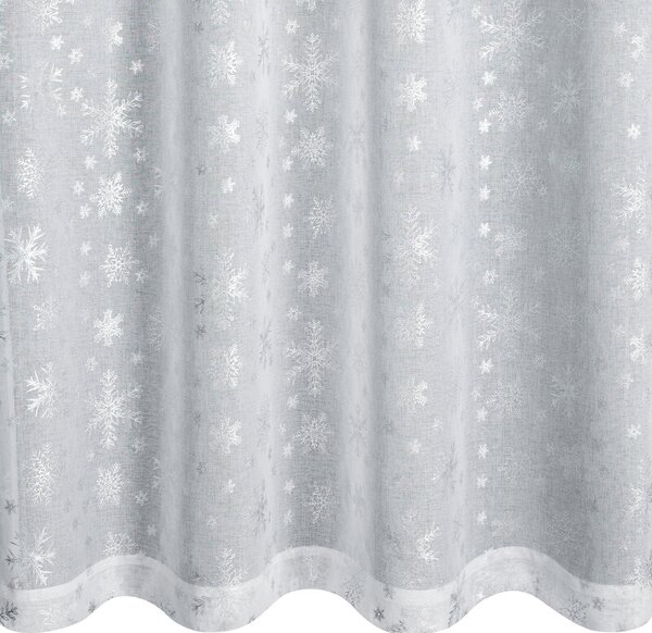 Metráž VIANOČNÁ ZÁCLONA SNOW 140X250 CM NA KRUHÁCH BIELA