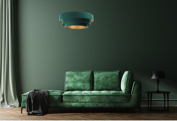 Luster na lanku TRINITI 1xE27/60W/230V zelená/zlatá