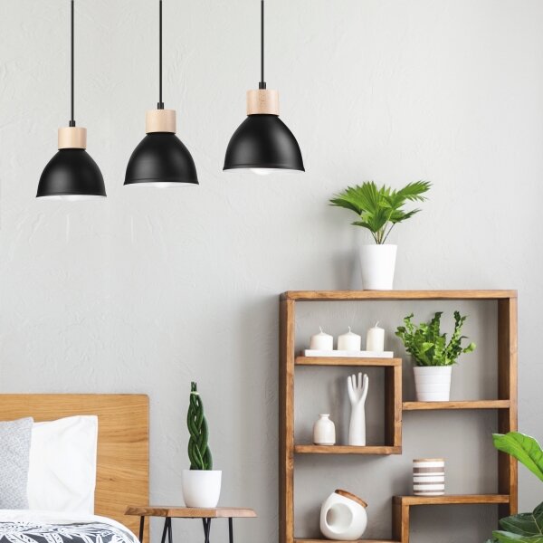 Luster na lanku NICO 3xE27/60W/230V čierna