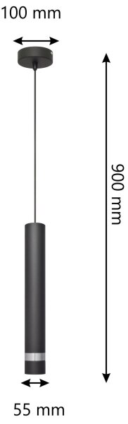LED Luster na lanku TUBA 1xGU10/4,8W/230V čierna/chróm