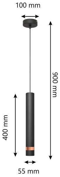LED Luster na lanku TUBA 1xGU10/4,8W/230V čierna/medená