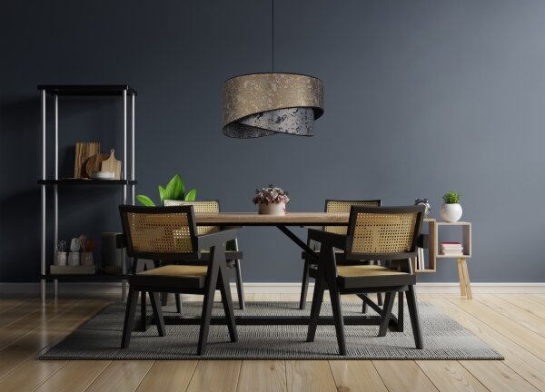 Luster na lanku REZO 1xE27/60W/230V šedá/zlatá