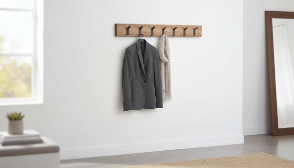 VEŠIAKOVÝ PANEL, čierna, farba duba, 70/10/5 cm - Vešiakové steny, Online Only
