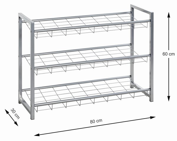 REGÁL NA TOPÁNKY, hliníková, 80/60/30 cm Carryhome - Skrine, regály & police na topánky