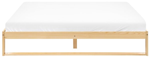 Posteľ svetlohnedá borovicové drevo 180 x 200 cm s lamelovým roštom bez čela minimalistický štýl spálňa