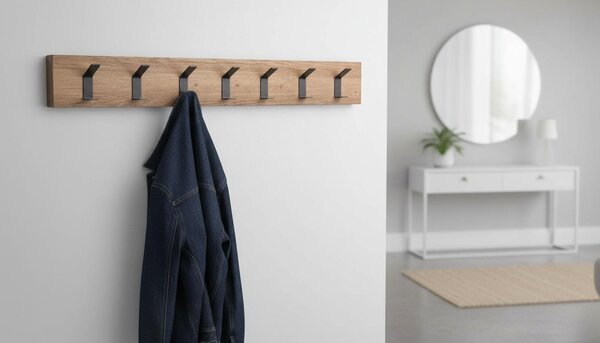 VEŠIAKOVÝ PANEL, čierna, farba duba, 70/10/5 cm - Vešiakové steny, Online Only
