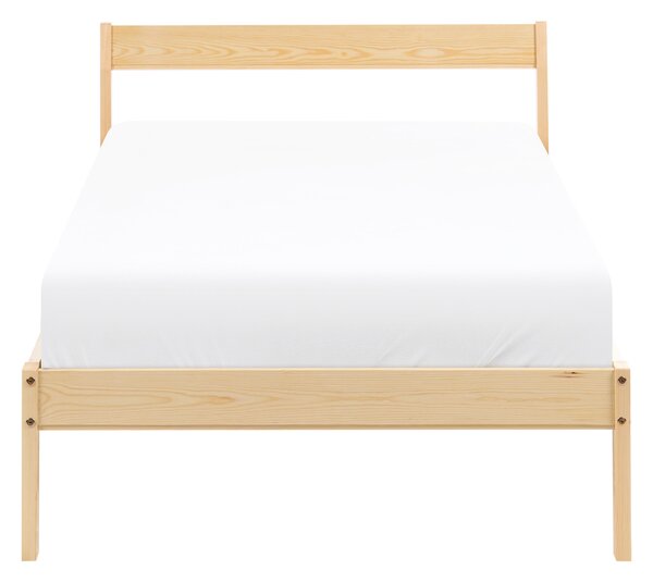 Posteľ svetlohnedá borovicové drevo 90 x 200 cm s čelom a lamelovým roštom minimalistický štýl spálňa