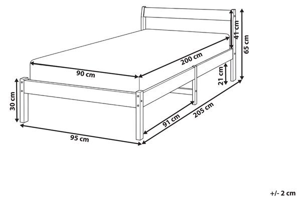 Posteľ svetlohnedá borovicové drevo 90 x 200 cm s čelom a lamelovým roštom minimalistický štýl spálňa