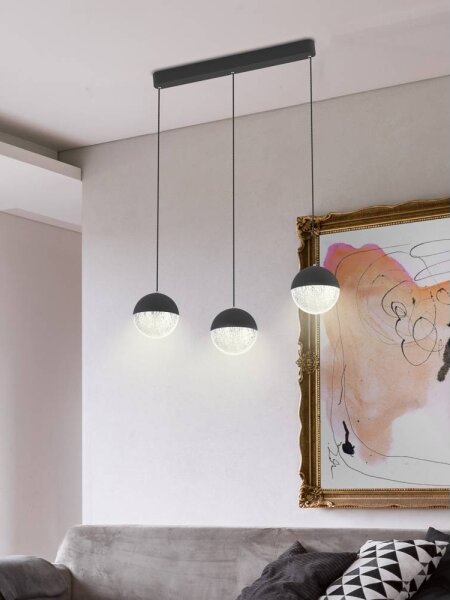 LED Luster na lanku FURNI 3xLED/5W/230V čierna