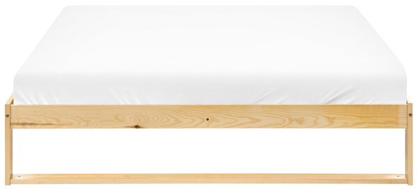 Posteľ svetlohnedá borovicové drevo 140 x 200 cm s lamelovým roštom bez čela minimalistický štýl spálňa