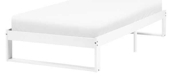 Posteľ biela borovicové drevo 90 x 200 cm s lamelovým roštom bez čela minimalistický štýl spálňa
