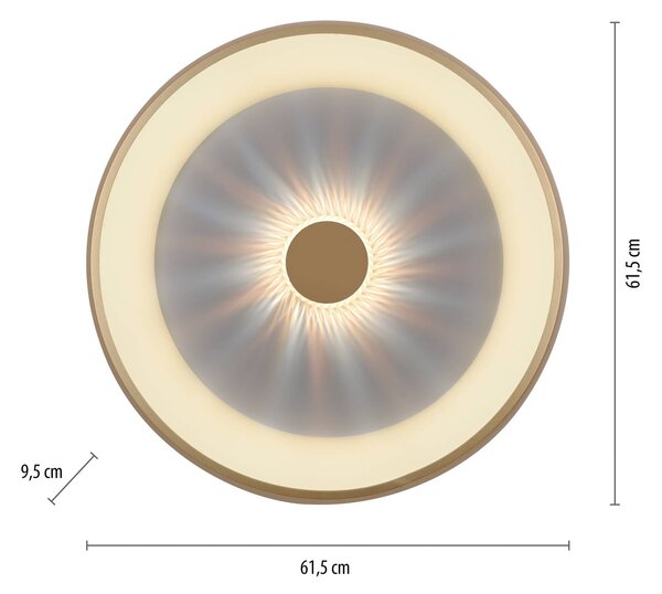 JUST LIGHT. GmbH Vertigo LED stropné svietidlo, Ø 61,5 cm, mosadz, Mosadz / zlato, Obývacia izba / jedáleň, kov, Moderný, Závesné svietidlo
