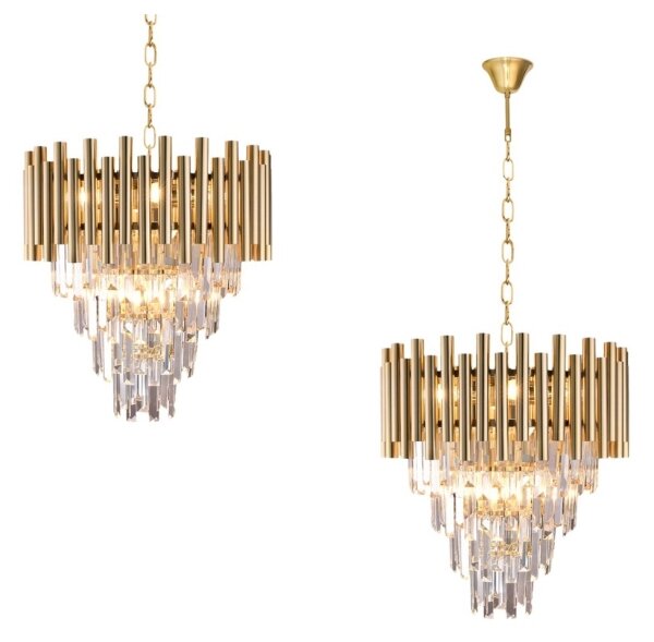 Krištáľový luster na reťazi MADISON 9xE14/40W/230V zlatá