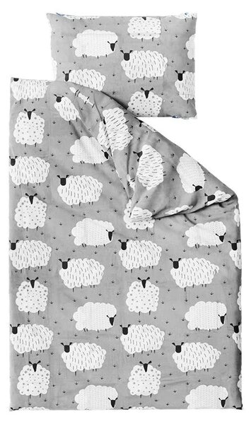 Sada krepových obliečok WHITE SHEEPS POLY sivé + plachta Jersey 90 x 200 cm sivá, jednolôžko