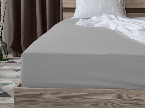 Sada krepových obliečok LINIE modré + plachta Jersey 90 x 200 cm svetlosivé, jednolôžko