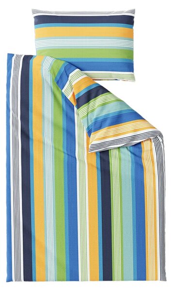 Sada krepových obliečok LINIE modré + plachta Jersey 90 x 200 cm svetlosivé, jednolôžko