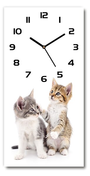 Nástenné sklenené hodiny Dve malé mačky
