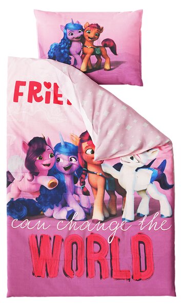 Ružová sada obliečok MY LITTLE PONY FRIENDSHIP + Jersey plachta 90x200cm