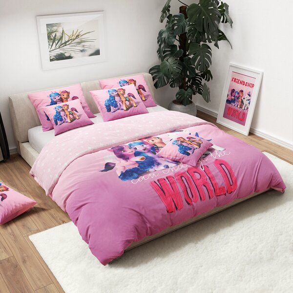 Ružová sada obliečok MY LITTLE PONY FRIENDSHIP + Jersey plachta 90x200cm