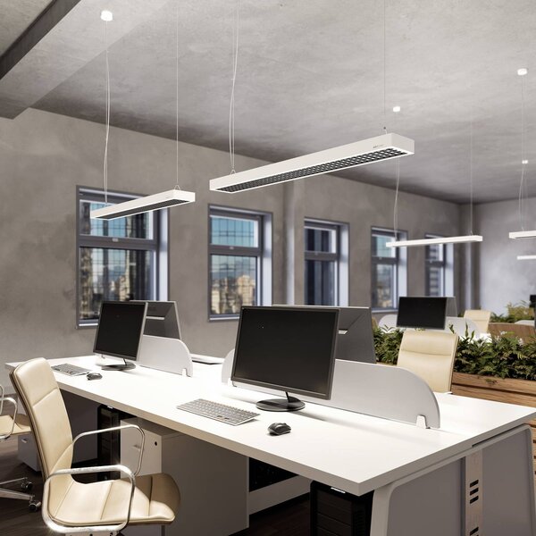 Arcchio Susi LED kancelárske závesné svietidlo, biele, 120 cm, 4 000 K, DALI, Biela / opálová, Pracovňa / Kancelária, Hliník, Moderný, Závesné svietidlo