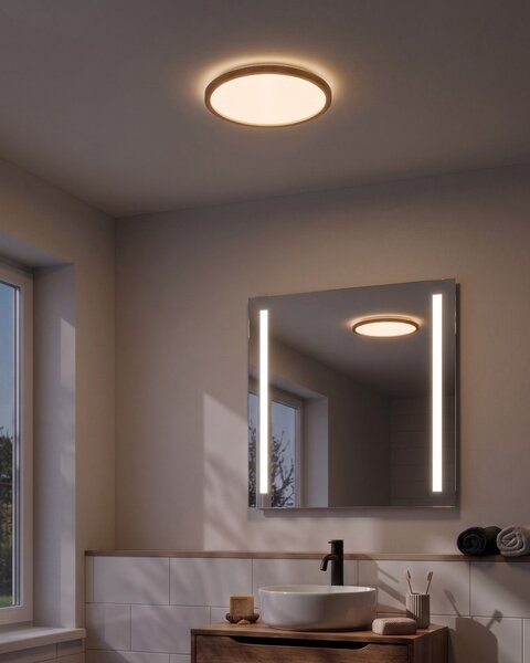 Okrúhle stropné svietidlo svetlohnedé LED panel ploché zapustené svietidlo s diaľkovým ovládaním