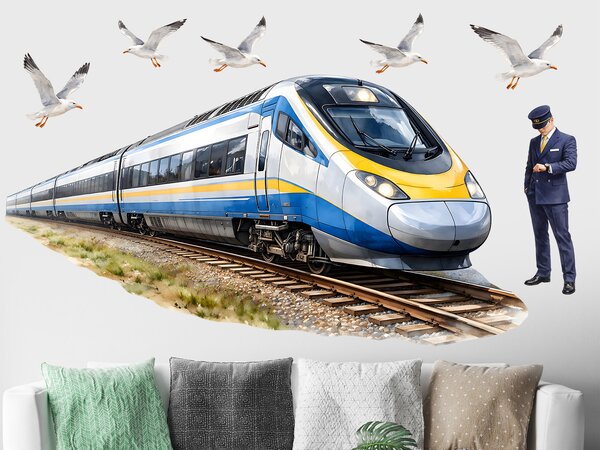 Nalepte.cz Vlak Pendolino textilní prelepiteľná nálepka na stenu arch 75 x 39 cm