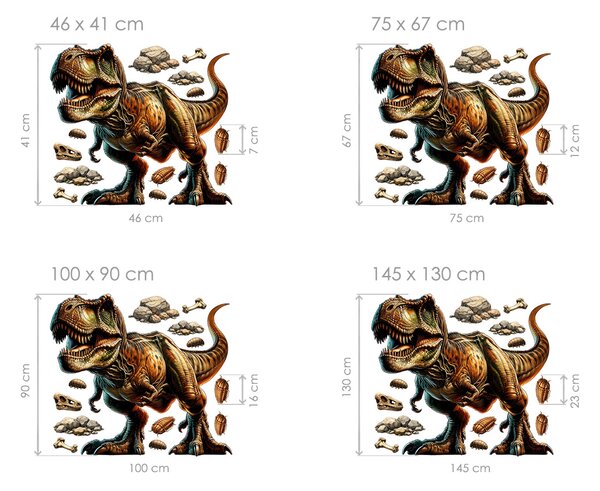 Nalepte.cz Tyranosaurus Rex textilní prelepiteľná nálepka na stenu arch 45 x 41 cm