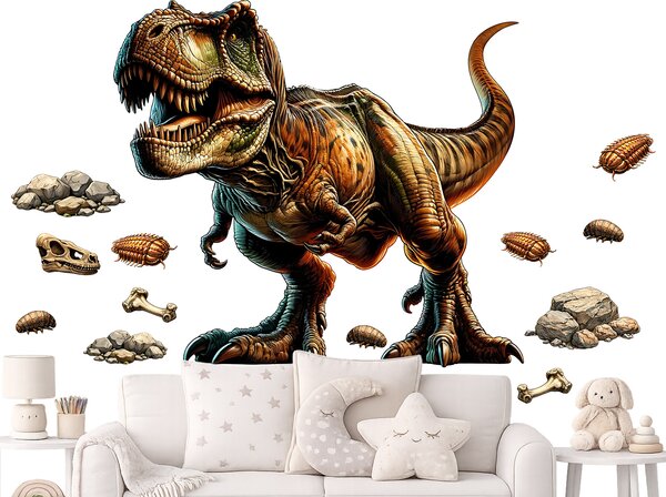 Nalepte.cz Tyranosaurus Rex textilní prelepiteľná nálepka na stenu arch 45 x 41 cm