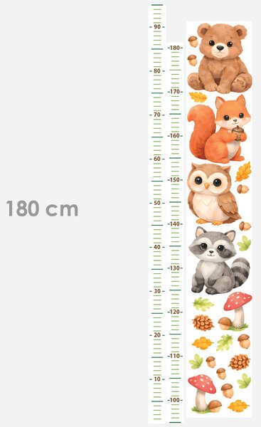 Nalepte.cz Meter lesné mláďatá textilní prelepiteľné nálepky na stenu výška 160 cm