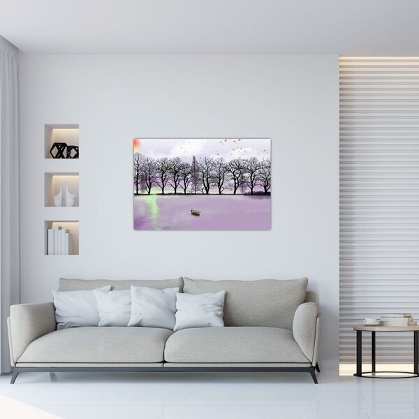 Obraz - Pramice na jazere (90x60 cm)