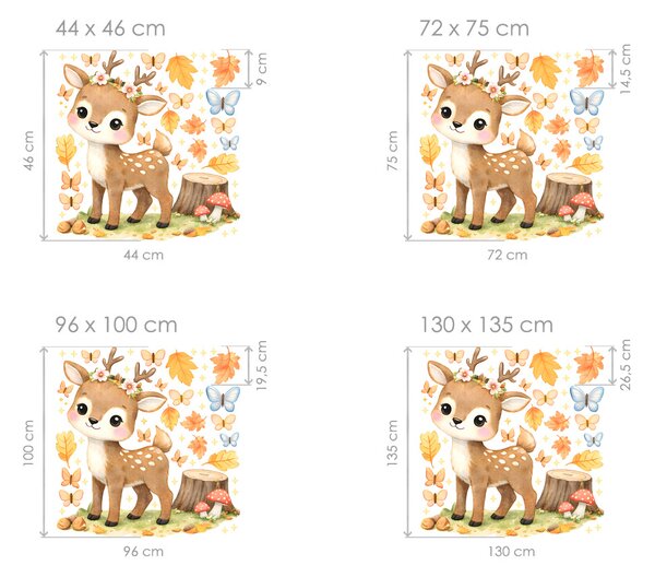Nalepte.cz Kolúšok z lesa textilní prelepiteľné nálepky na stenu arch 44 x 46 cm