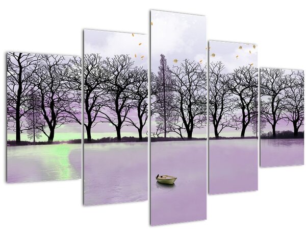 Obraz - Pramice na jazere (150x105 cm)
