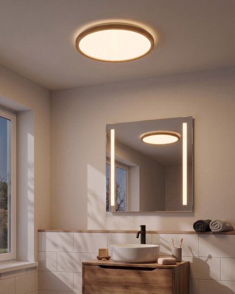 Okrúhle stropné svietidlo svetlohnedé LED panel ploché zapustené svietidlo s diaľkovým ovládaním
