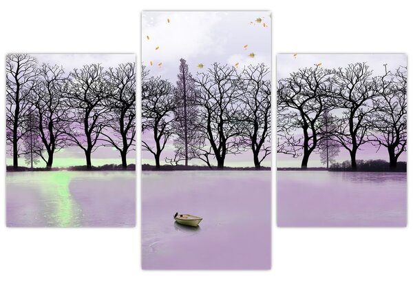 Obraz - Pramice na jazere (90x60 cm)