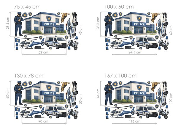 Nalepte.cz Na policajnej stanici nálepky na stenu pre chlapcov arch 75 x 45 cm