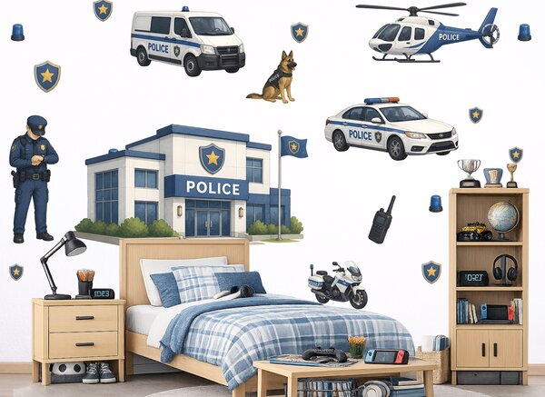 Nalepte.cz Na policajnej stanici nálepky na stenu pre chlapcov arch 75 x 45 cm