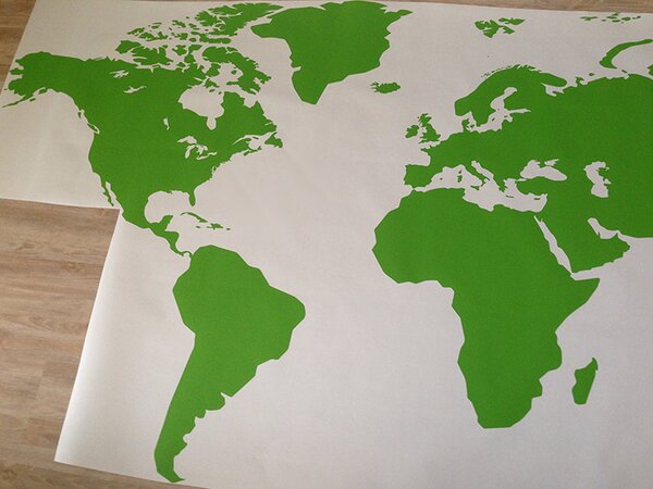 Nalepte.cz Mapa sveta nálepka na stenu 50 x 24 cm